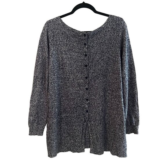 ModCloth Women's‎ Blue Marbled Button Down Back Sweater XL - Picture 2 of 7